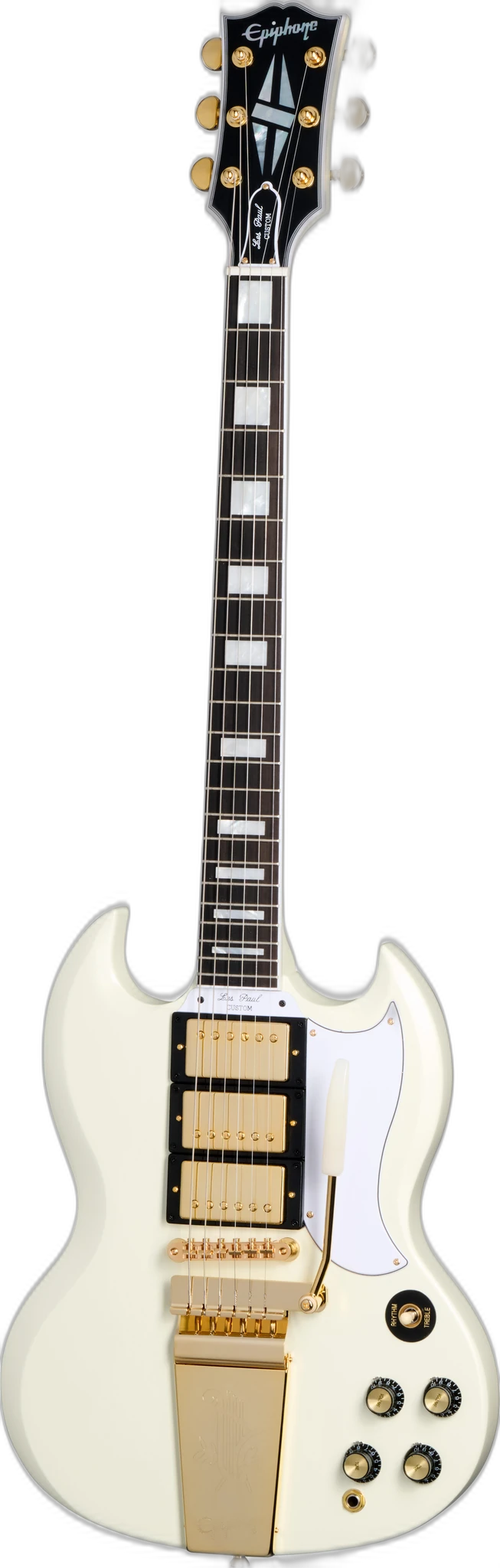 Epiphone Inspired by Gibson Custom 1963 Les Paul SG Custom With Maestro Vibrola in Classic White