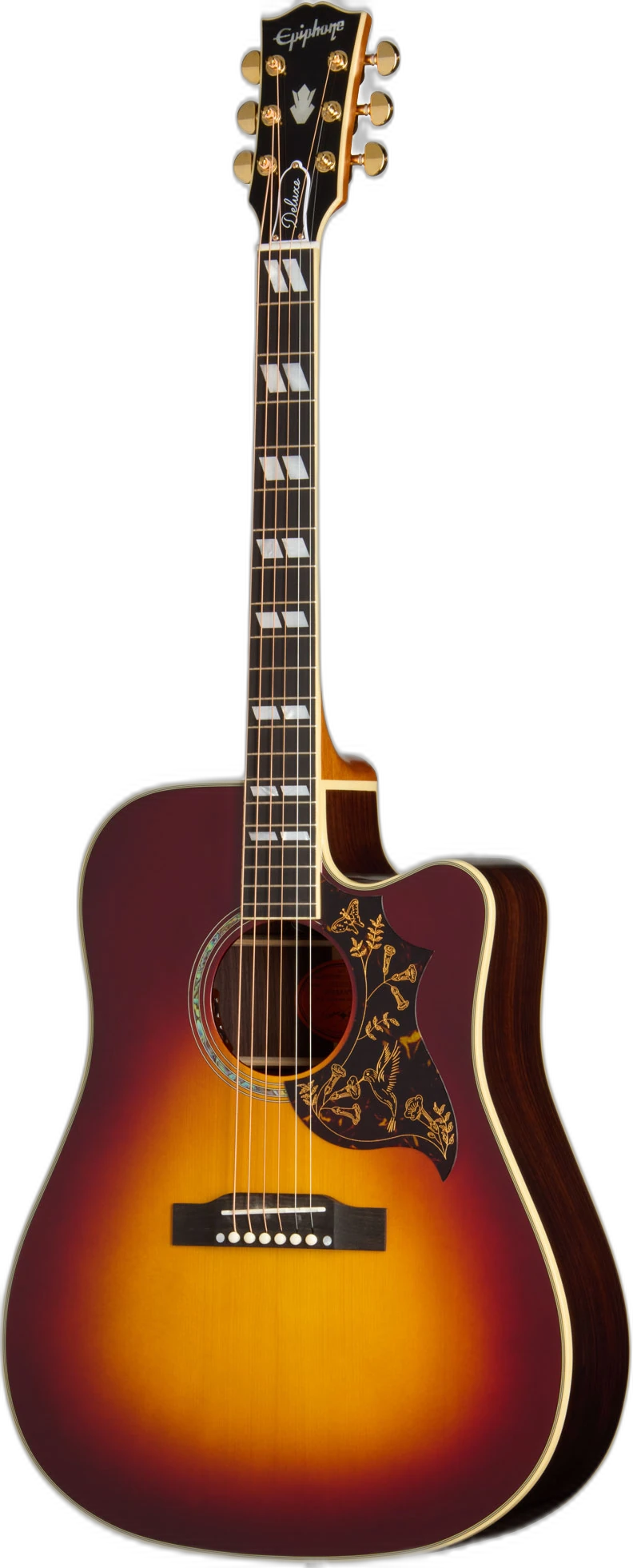 Epiphone Deluxe in Inspired by Gibson Custom Hummingbird EC Autumn Burst