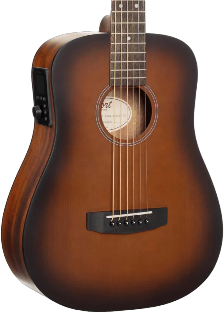 Cort Earth GO Travel Electro Acoustic Guitar In Open Pore Burst in Brown