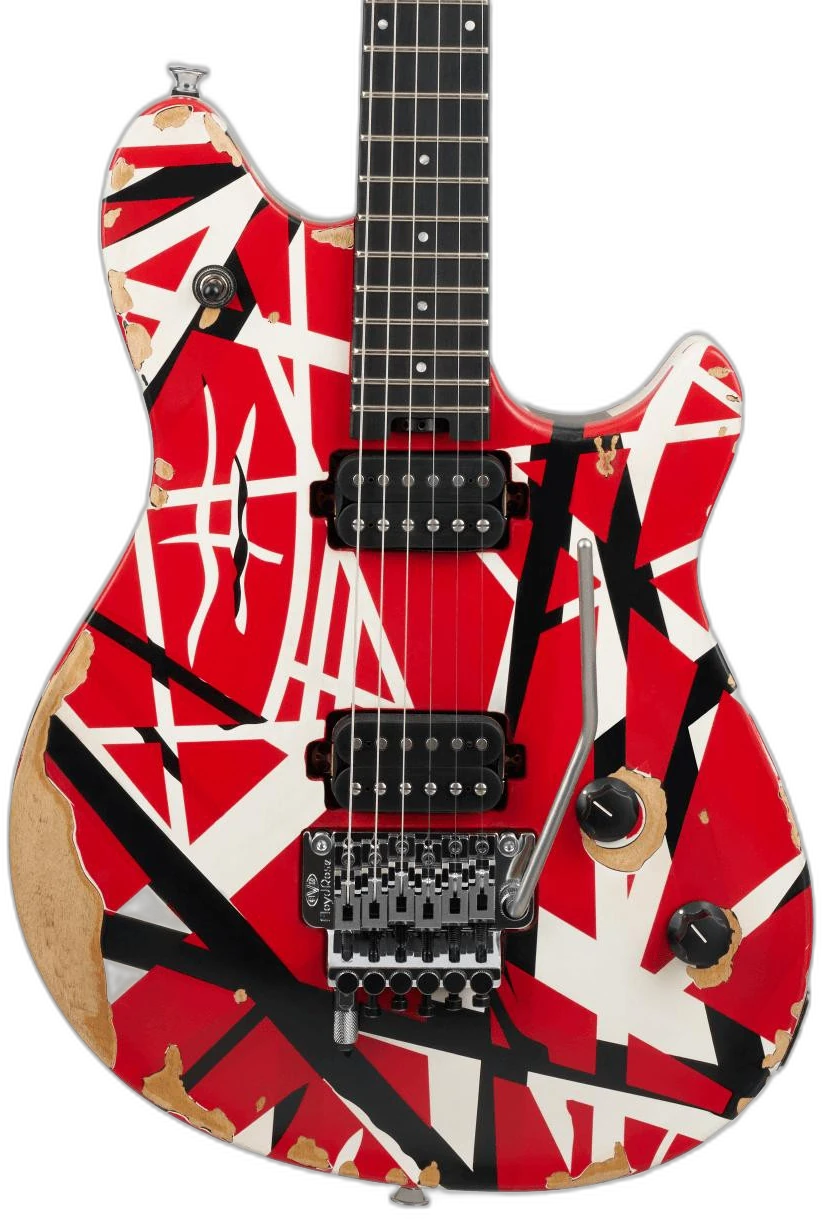 EVH Limited Edition Wolfgang Special Striped Series Fingerboard Red Black and White Aged in Ebony