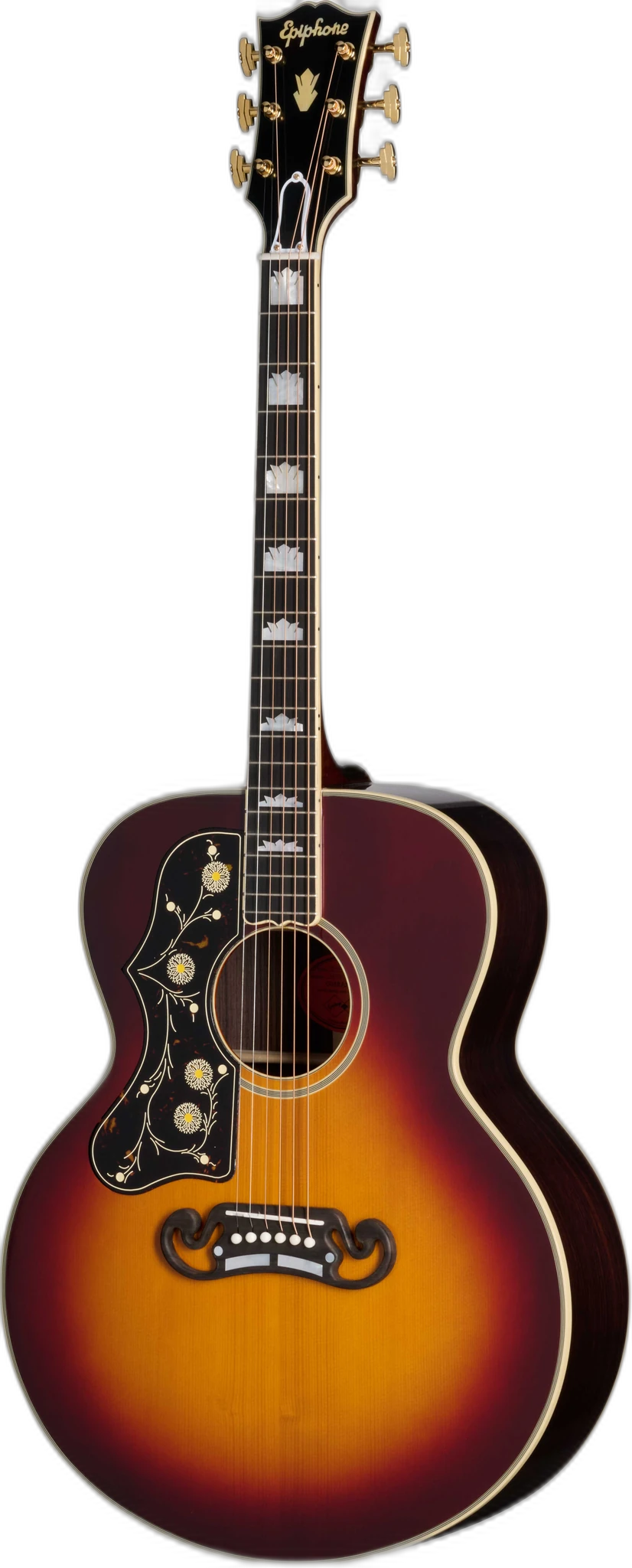Epiphone Inspired by Gibson Custom Pre-War SJ-200 Reissue Left Handed in Pre-War SJ-200 Rosewood Vintage Sunburst