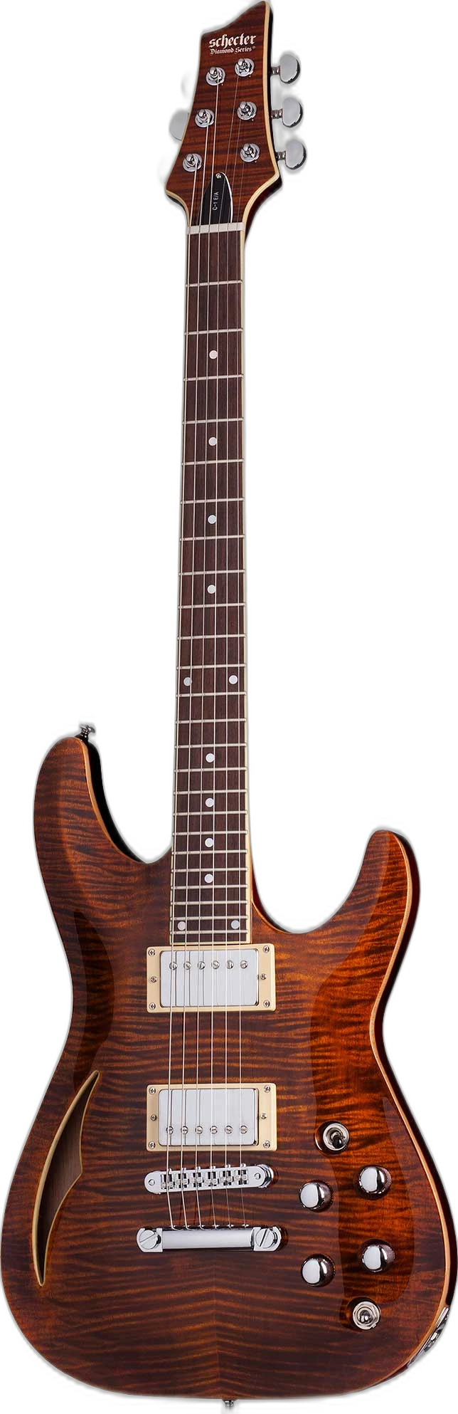 Schecter C-1 E/A Semi Hollow Electric Guitar in Cats Eye in C-1 E/A